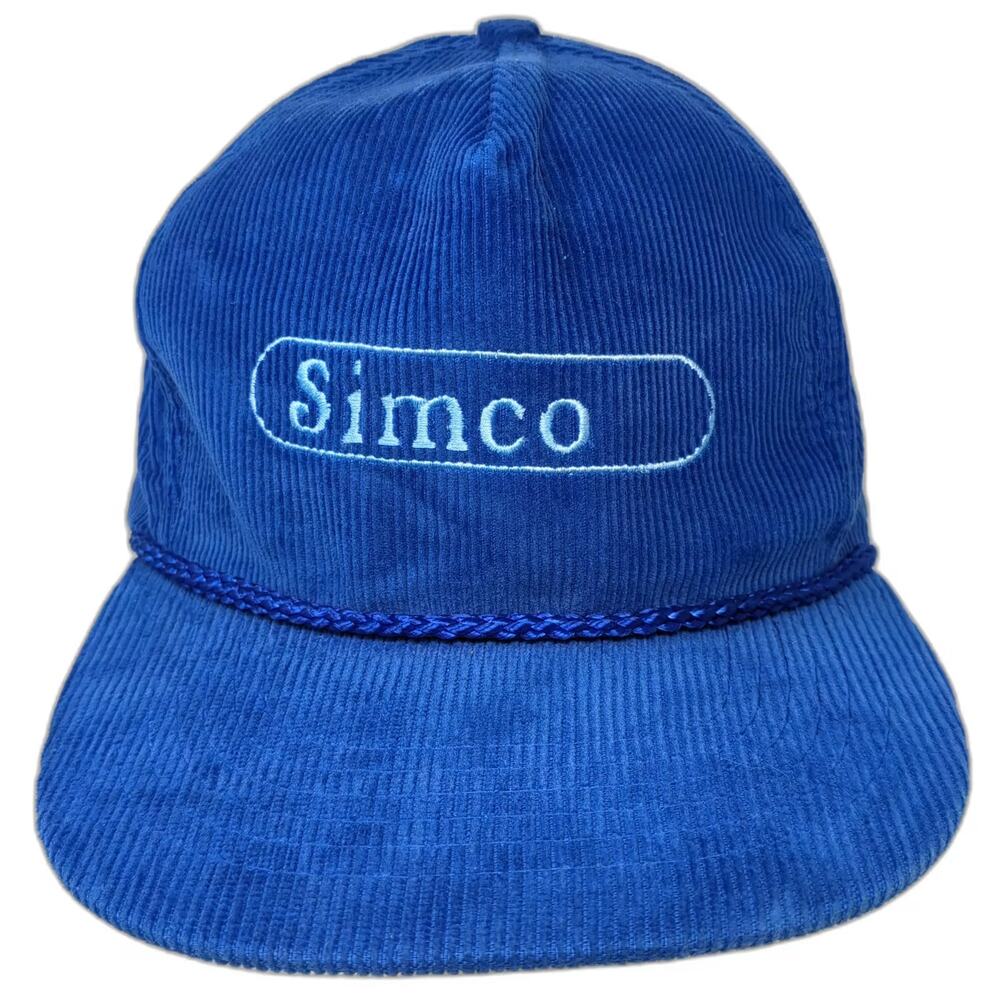 Simco 5 Panel Blue One Size Slideback Corduroy Embroidered Braided Rope Hat Otto